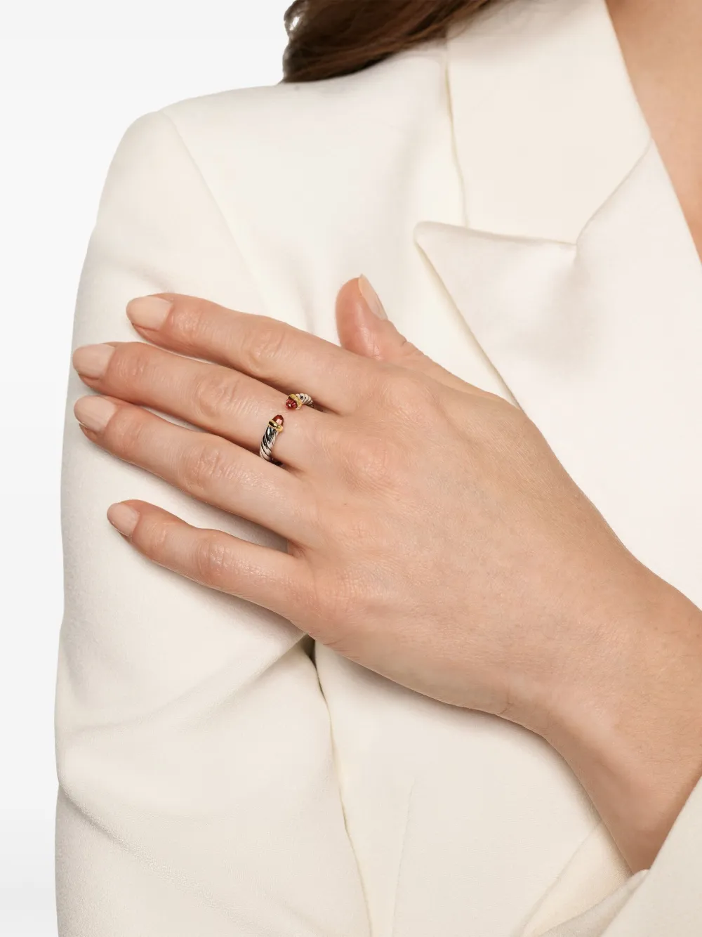 David Yurman sterling silver and 14K yellow gold Petite Cable rhodolite ring | Image 2