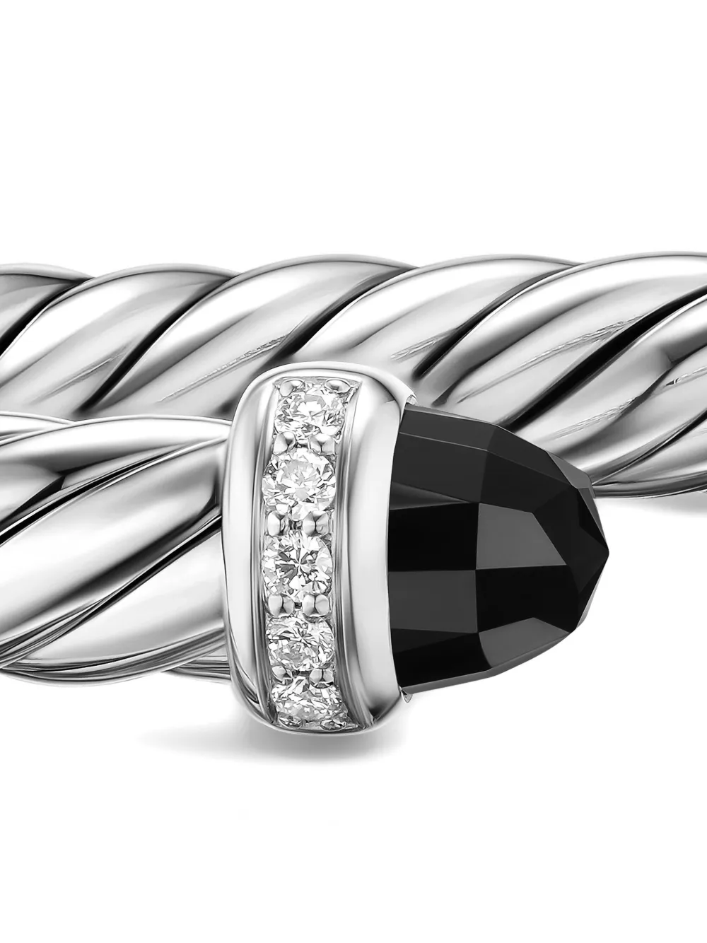 David Yurman Sterling Silver Cable Flex® Onyx And Diamond Bracelet In Metallic