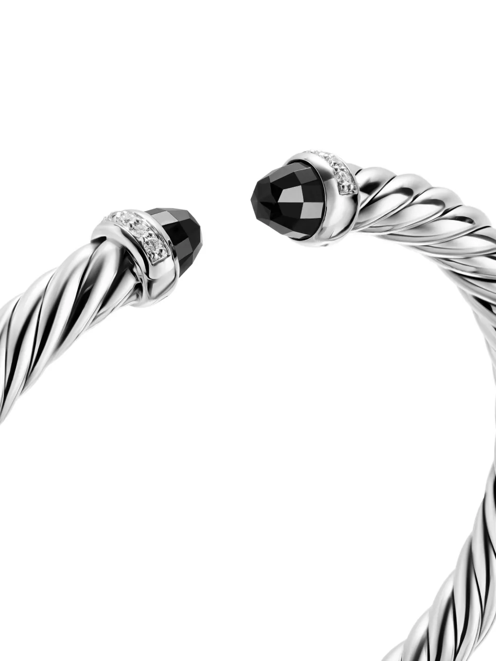David Yurman Sterling Silver Cable Flex® Onyx And Diamond Bracelet In Metallic