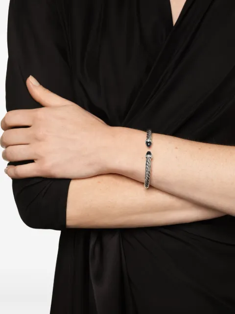 David Yurman sterling silver Cable Flex® onyx and diamond bracelet