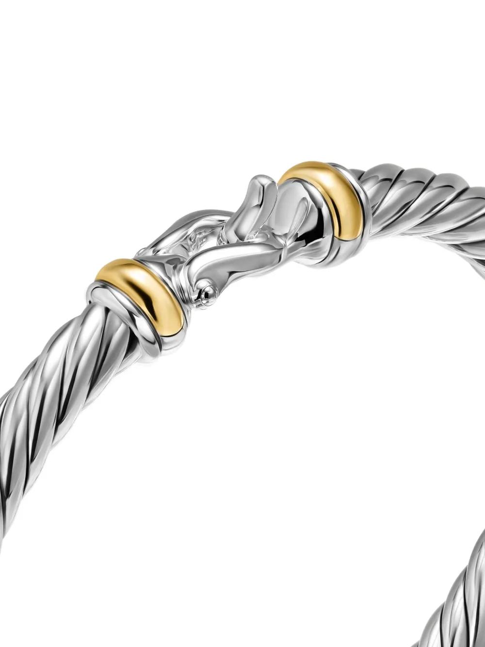 David Yurman Sterling Silver And 14k Yellow Gold Cable Flex® Buckle Bracelet In Gold