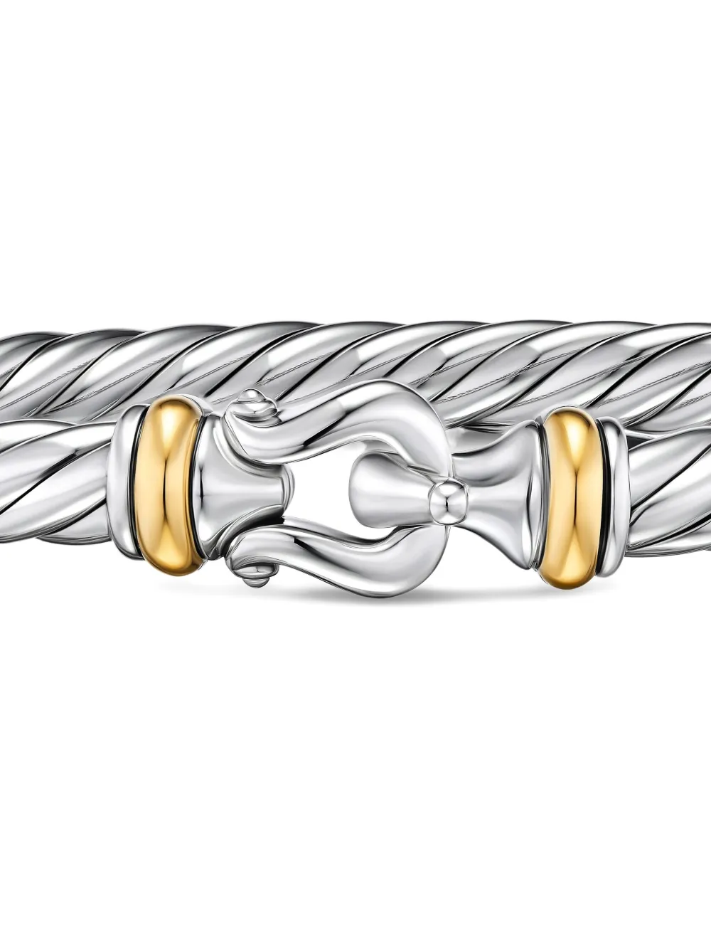 David Yurman Sterling Silver And 14k Yellow Gold Cable Flex® Buckle Bracelet In Gold