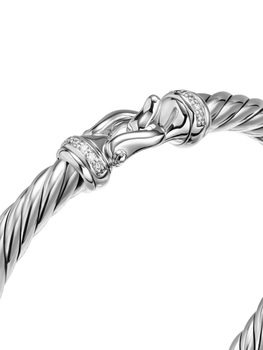 David Yurman Sterling Silver Cable Flex® Buckle Diamond Bracelet In Metallic