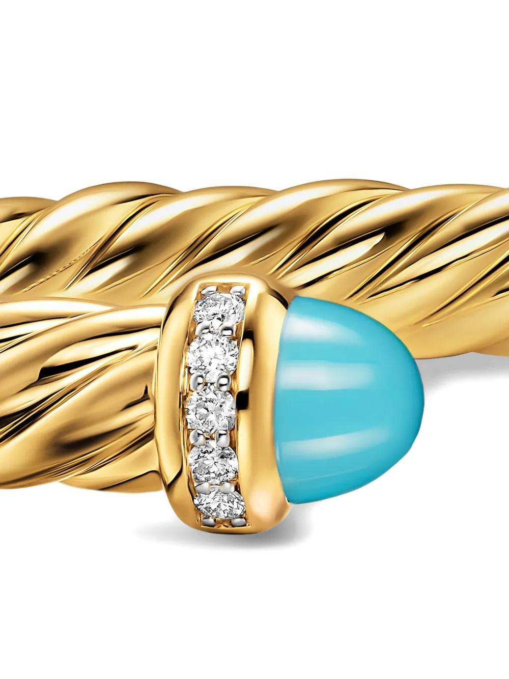 David Yurman 18k Yellow Gold Cablespira® Flex Turquoise And Diamond Bracelet In Gold