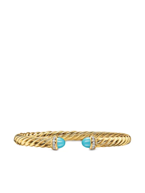 David Yurman 18K yellow gold Cablespira® Flex turquoise and diamond bracelet