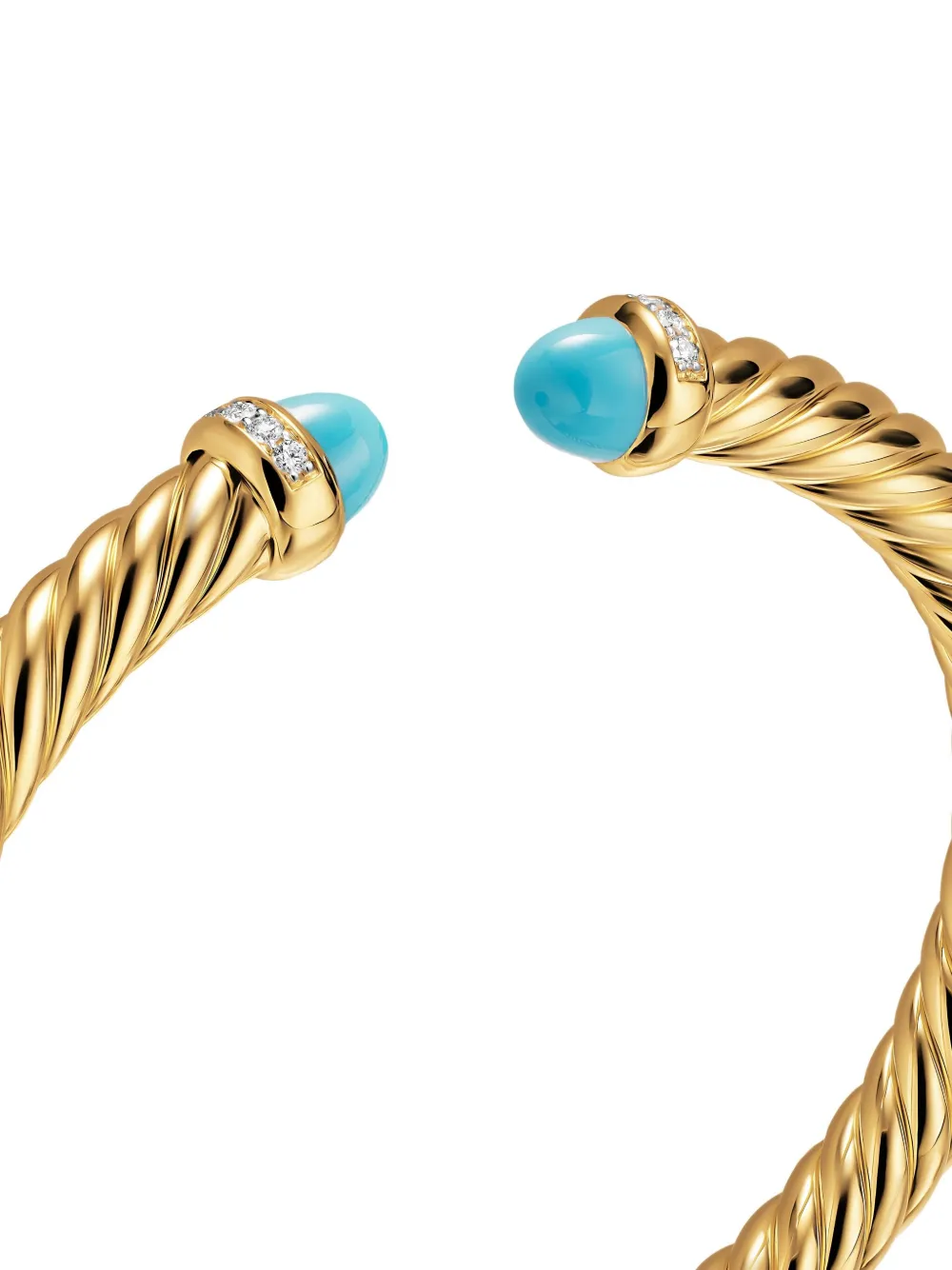 David Yurman 18k Yellow Gold Cablespira® Flex Turquoise And Diamond Bracelet In Gold