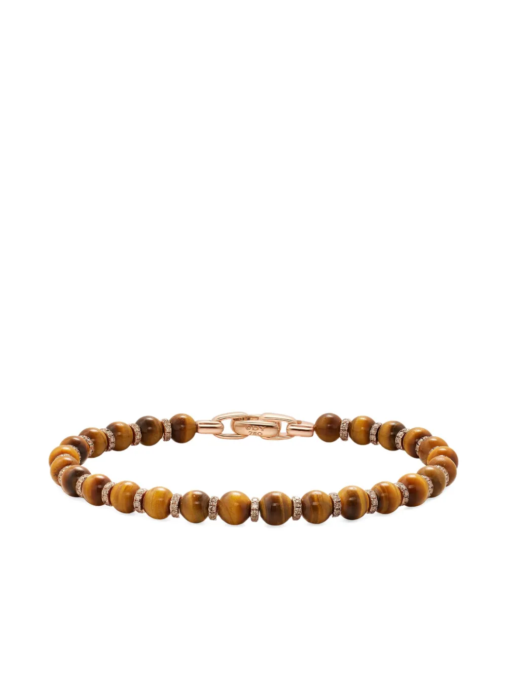 David Yurman 18k Rose Gold Spiritual Beads Tiger Eye And Diamond Bracelet In Burgundy