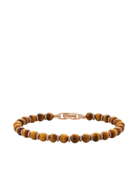 David Yurman 18K rose gold spiritual beads tiger eye and diamond bracelet