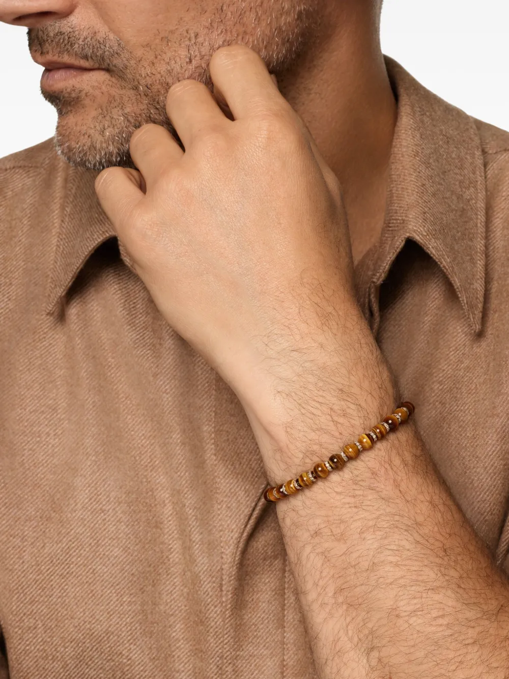 David Yurman 스피리추얼 비즈 타이거 아이 18K 로즈 골드 다이아몬드 브레이슬릿 | Image 2