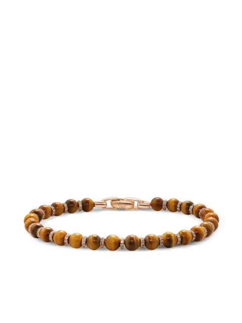 David Yurman 18K rose gold spiritual beads tiger eye and diamond bracelet