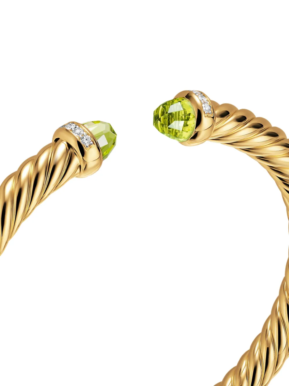 David Yurman 18k Yellow Gold Cablespira® Flex Peridot And Diamond Bracelet In Gold