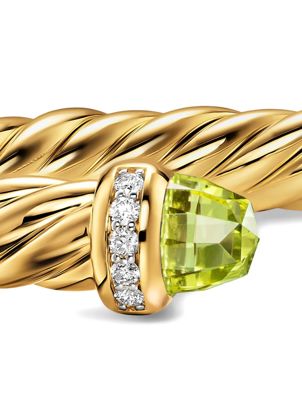 David Yurman 18k Yellow Gold Cablespira® Flex Peridot And Diamond Bracelet In Gold