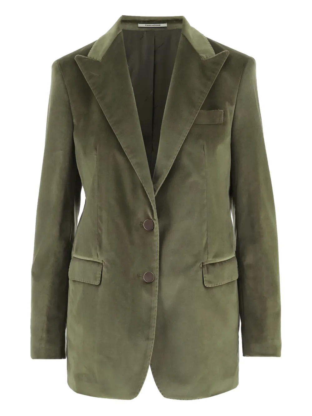 Tagliatore Single-breasted Jacket In Stretch Cotton Velvet In Green