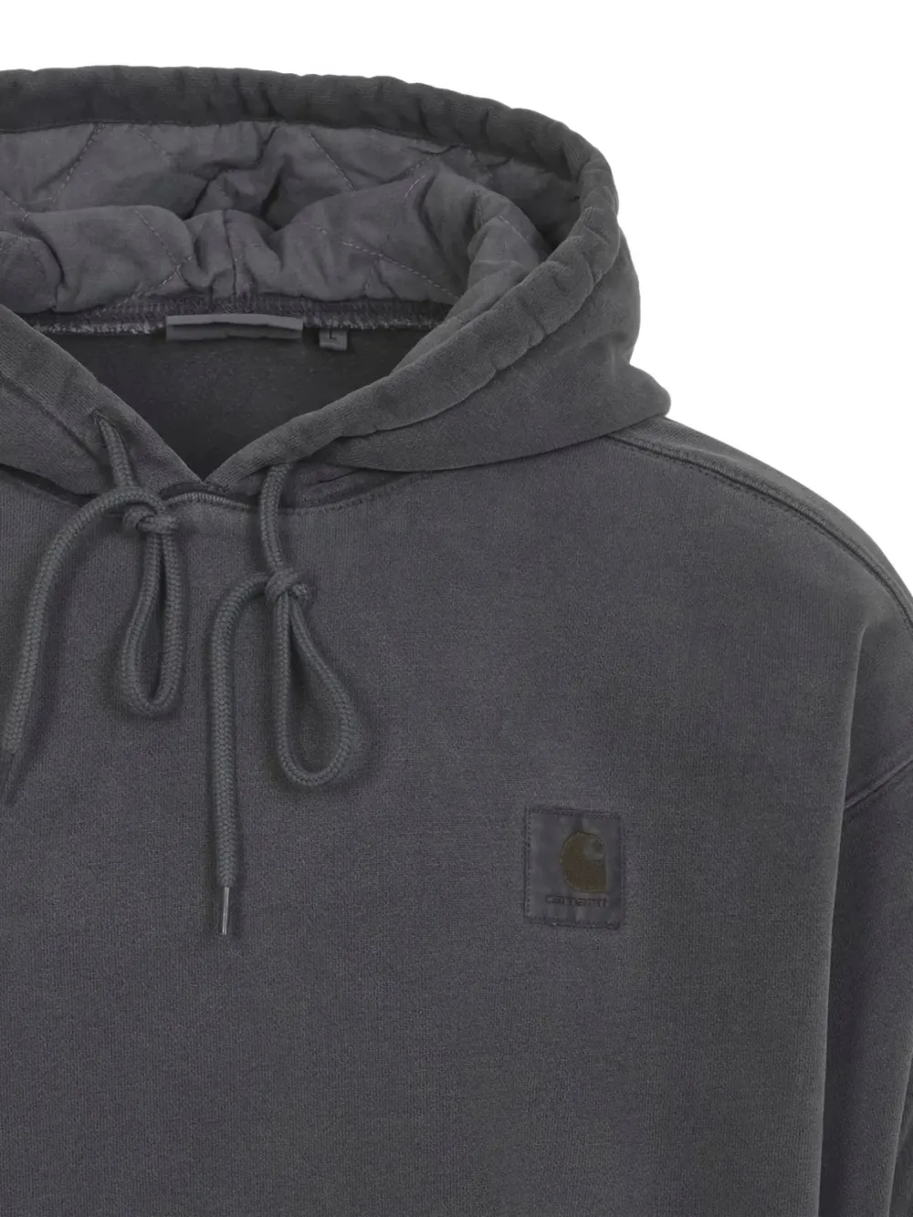 Carhartt Hooded Cotton Vista Sweater With Tonal Details And Logo Patch In Gray