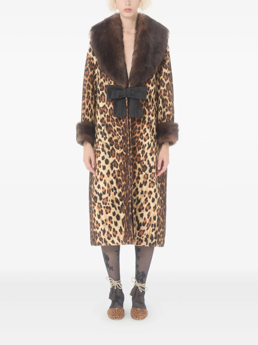 Valentino Garavani Lammy jas met strik en stippen Bruin