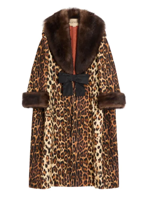 Valentino Garavani spotted shearling bow coat