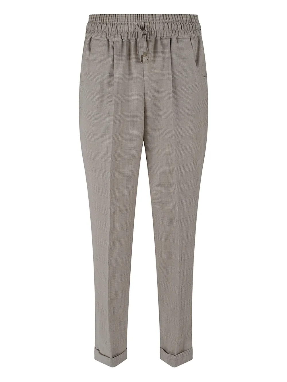 Kiton elasticated-waist check-pattern trousers | Neutrals | Image 1