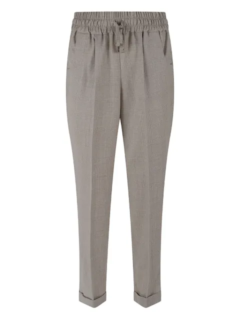 Kiton elasticated-waist check-pattern trousers
