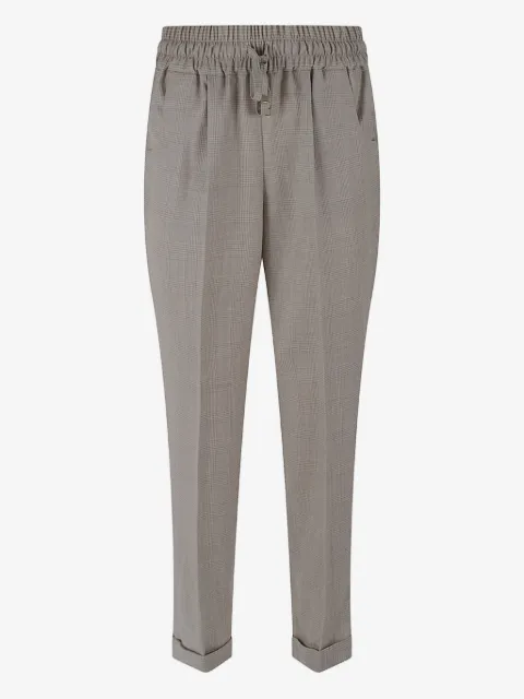 Kiton elasticated-waist check-pattern trousers