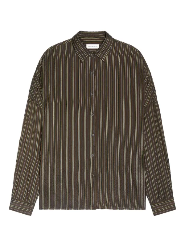 犬*派様 Dries Van Noten ストライプシャツ DRIES VAN NOTEN ストライプ シャツ | ブラウン | FARFETCH JP