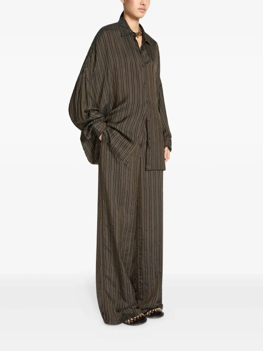 DRIES VAN NOTEN ストライプ シャツ | ブラウン | FARFETCH JP