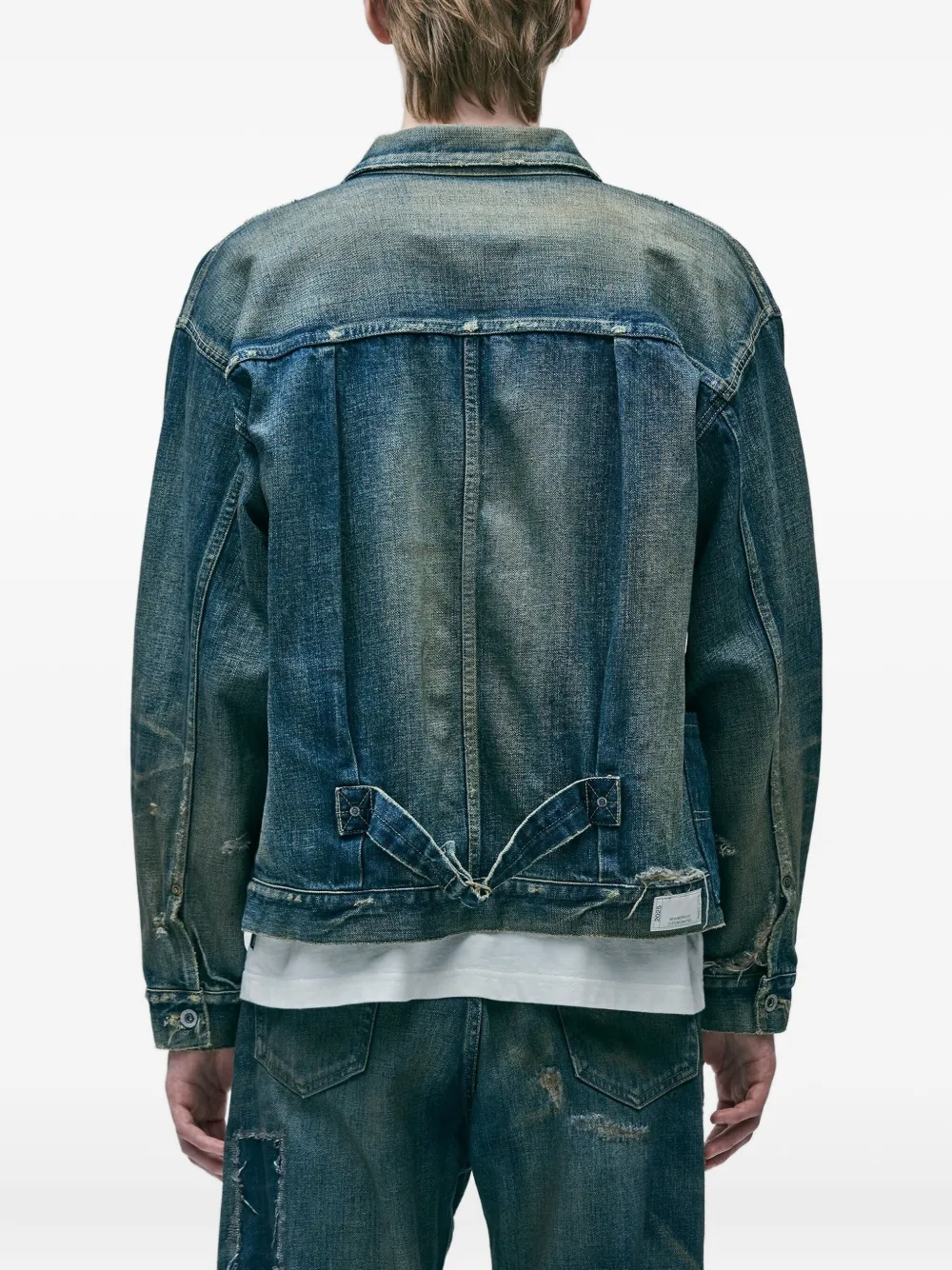 Neighborhood Denim jack met patchwork Blauw