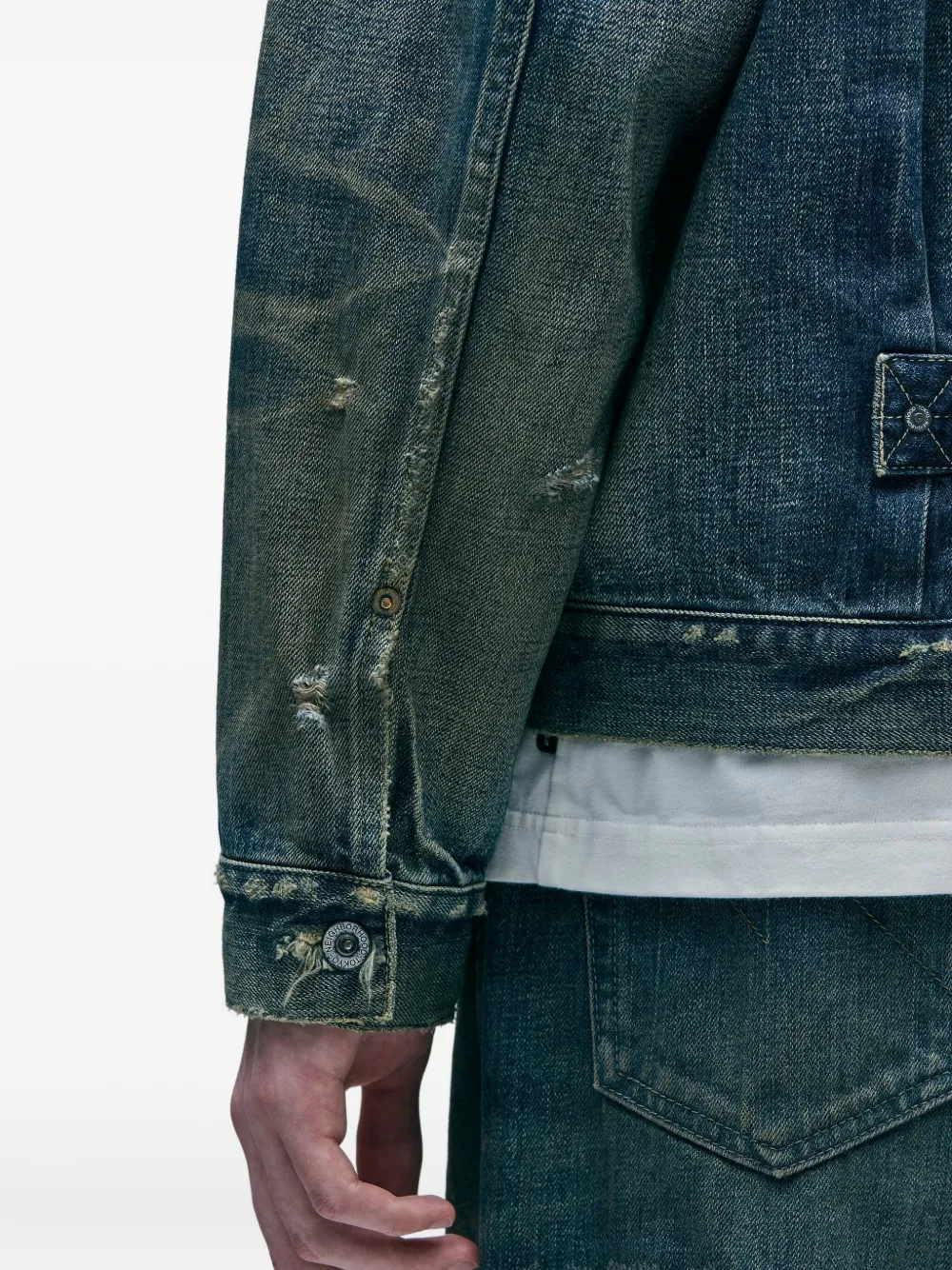 Neighborhood Denim jack met patchwork Blauw