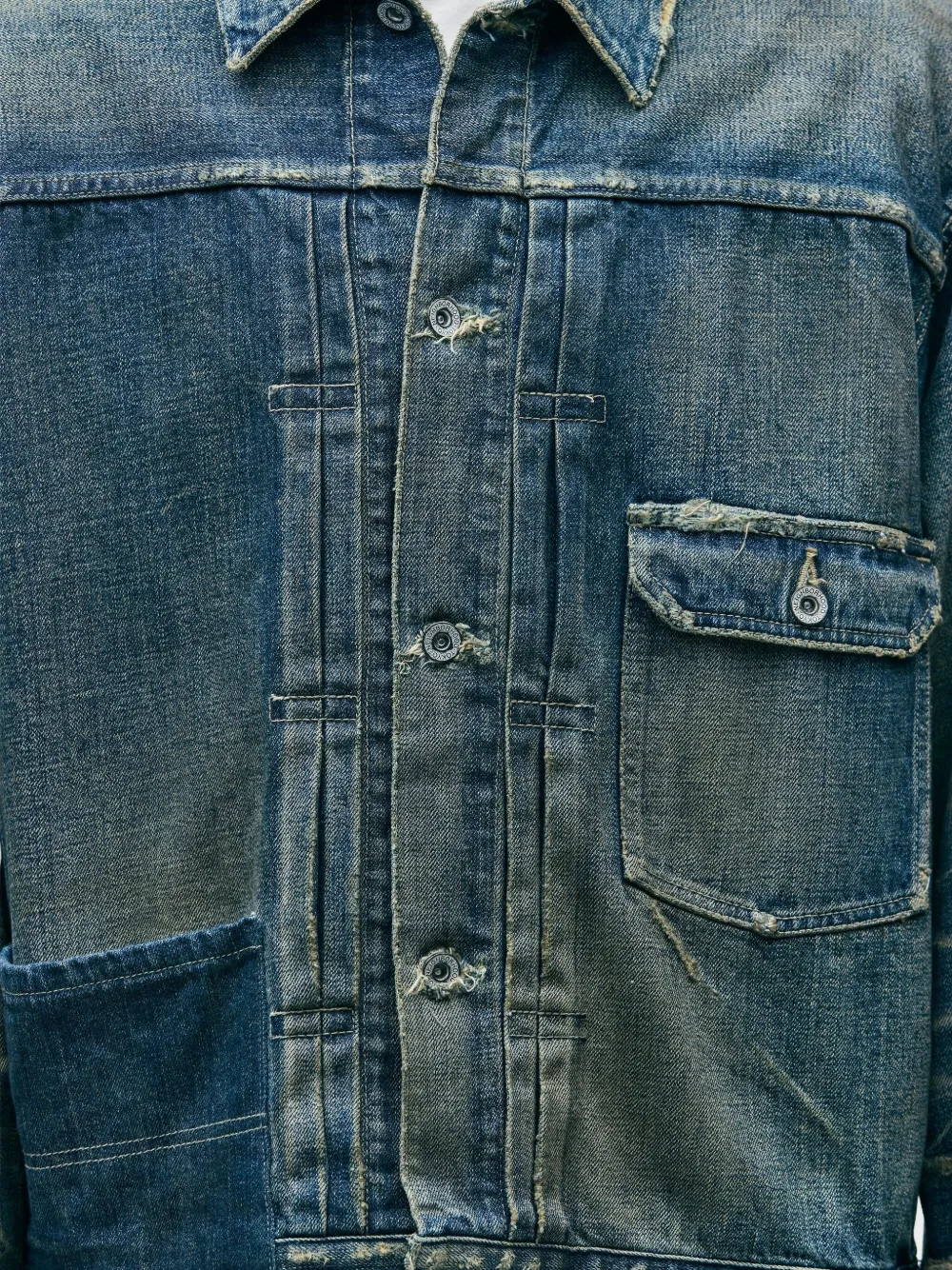 Neighborhood Denim jack met patchwork Blauw