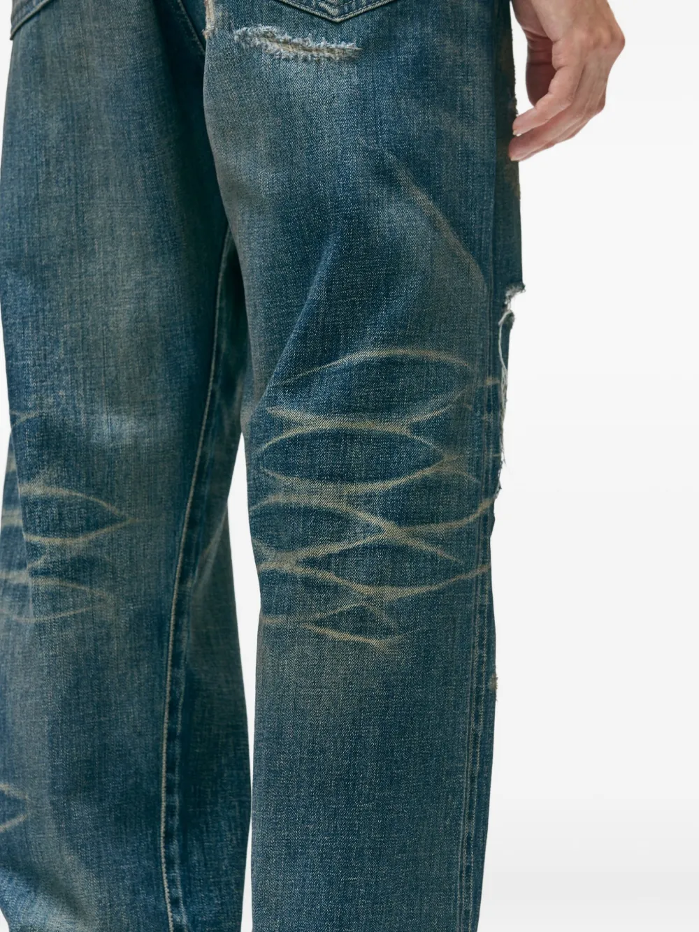 Neighborhood Savage Denim Distressed Jeans In Blue