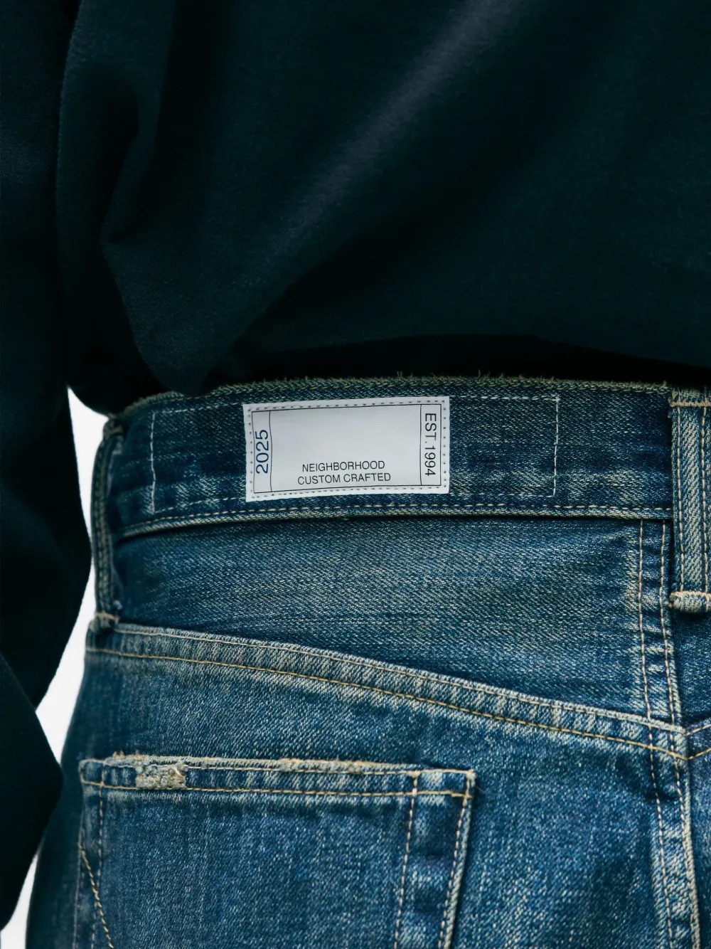Neighborhood Savage Denim Distressed Jeans In Blue