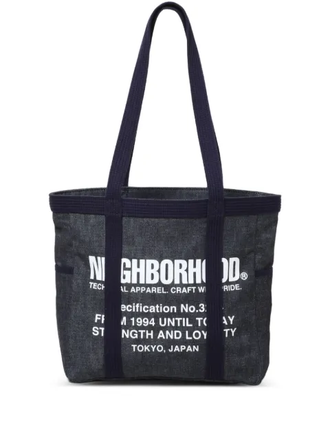 Neighborhood logo-print denim tote bag