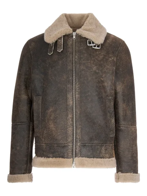 D-FOUR shearling-collar leather jacket