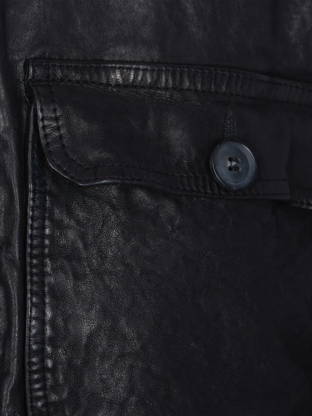 D-four Zip-up Leather Jacket - Black 