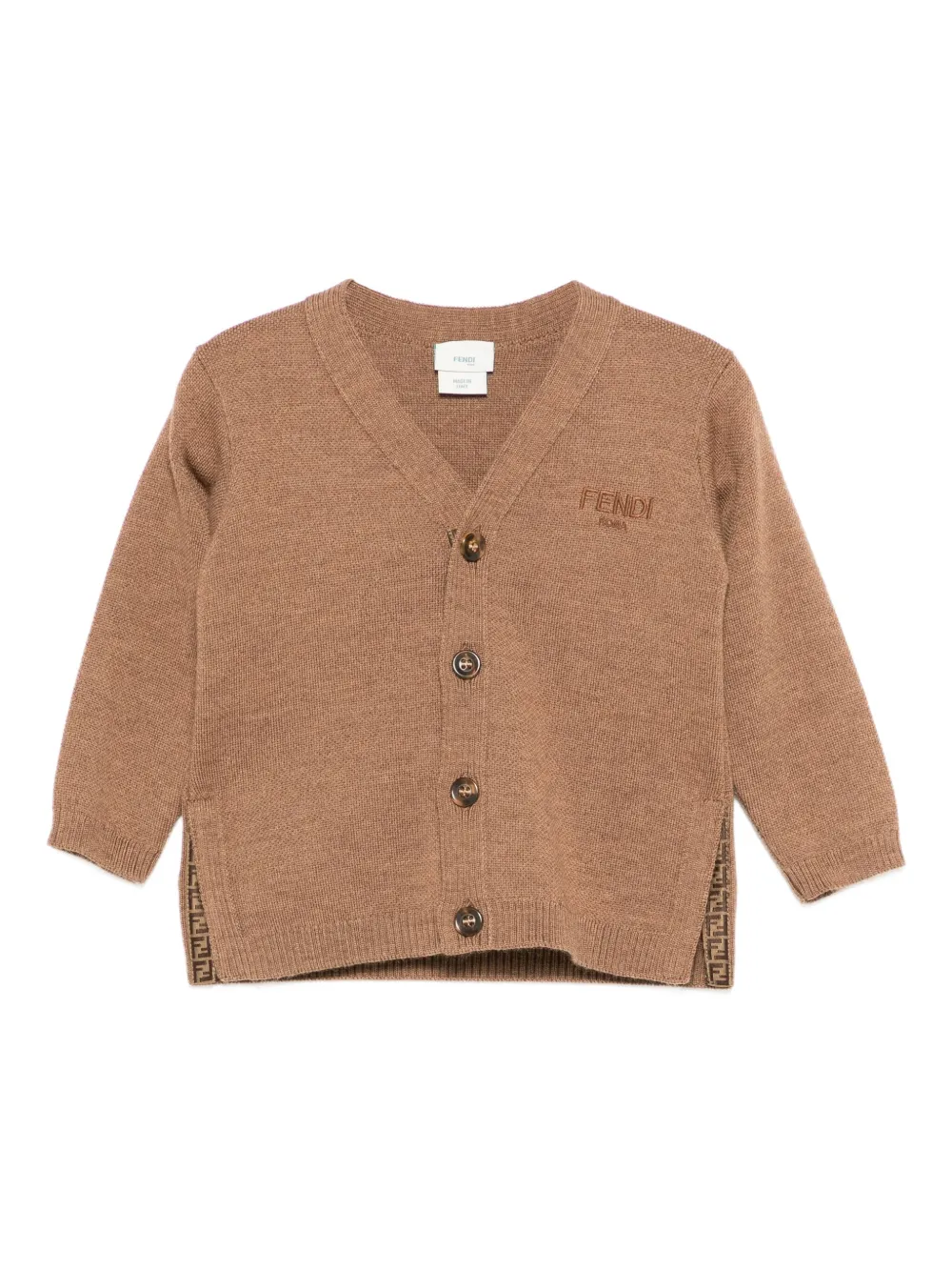 Fendi Kids buttoned logo cardigan - Marrone