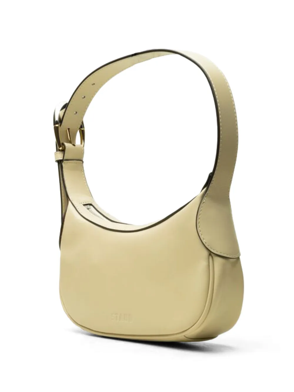 STAUD Owen leren schoudertas Beige