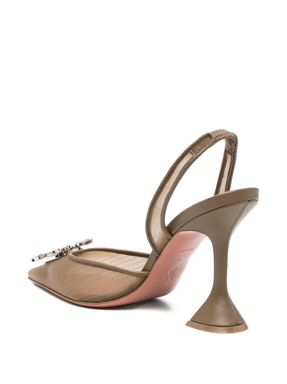 Amina Muaddi Begum verfraaide sling pumps Bruin