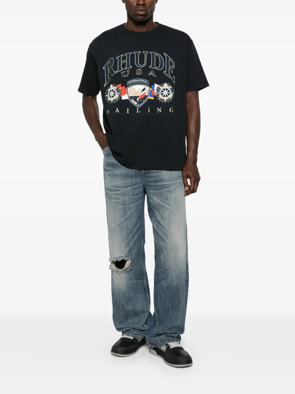 RHUDE Sailing Icon T-shirt - Zwart