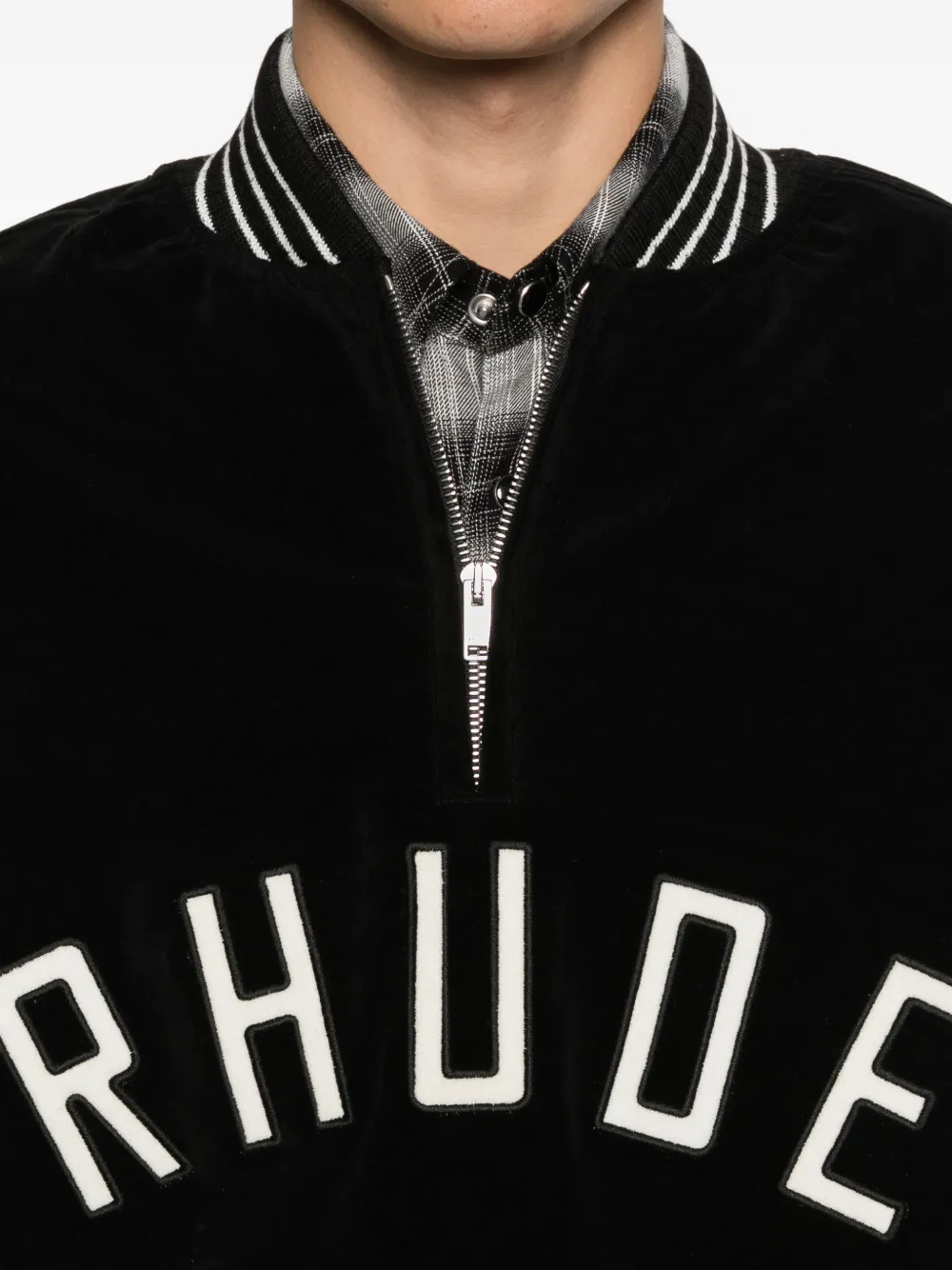 RHUDE Fluwelen sweater met rits Zwart