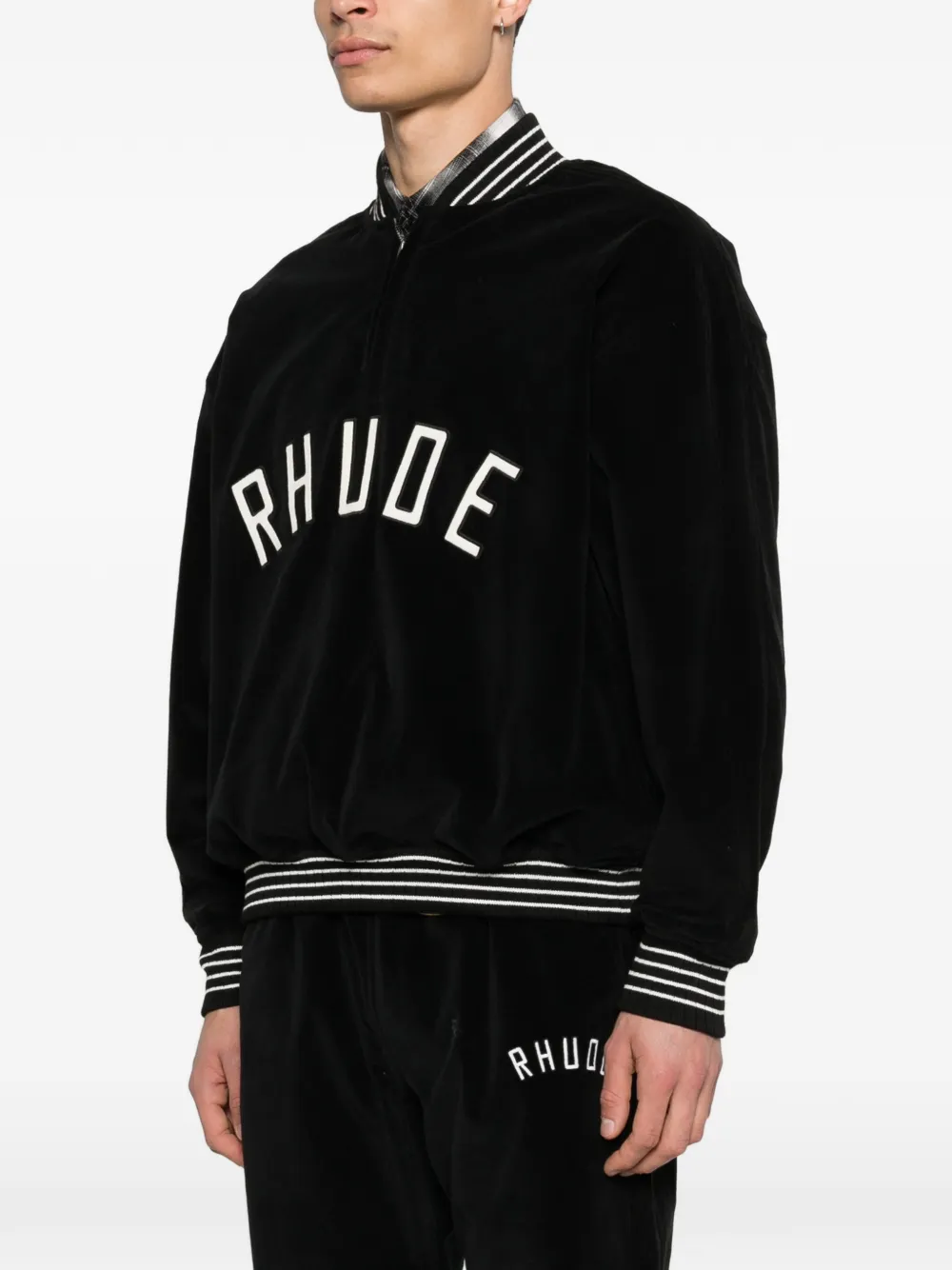 RHUDE Fluwelen sweater met rits Zwart