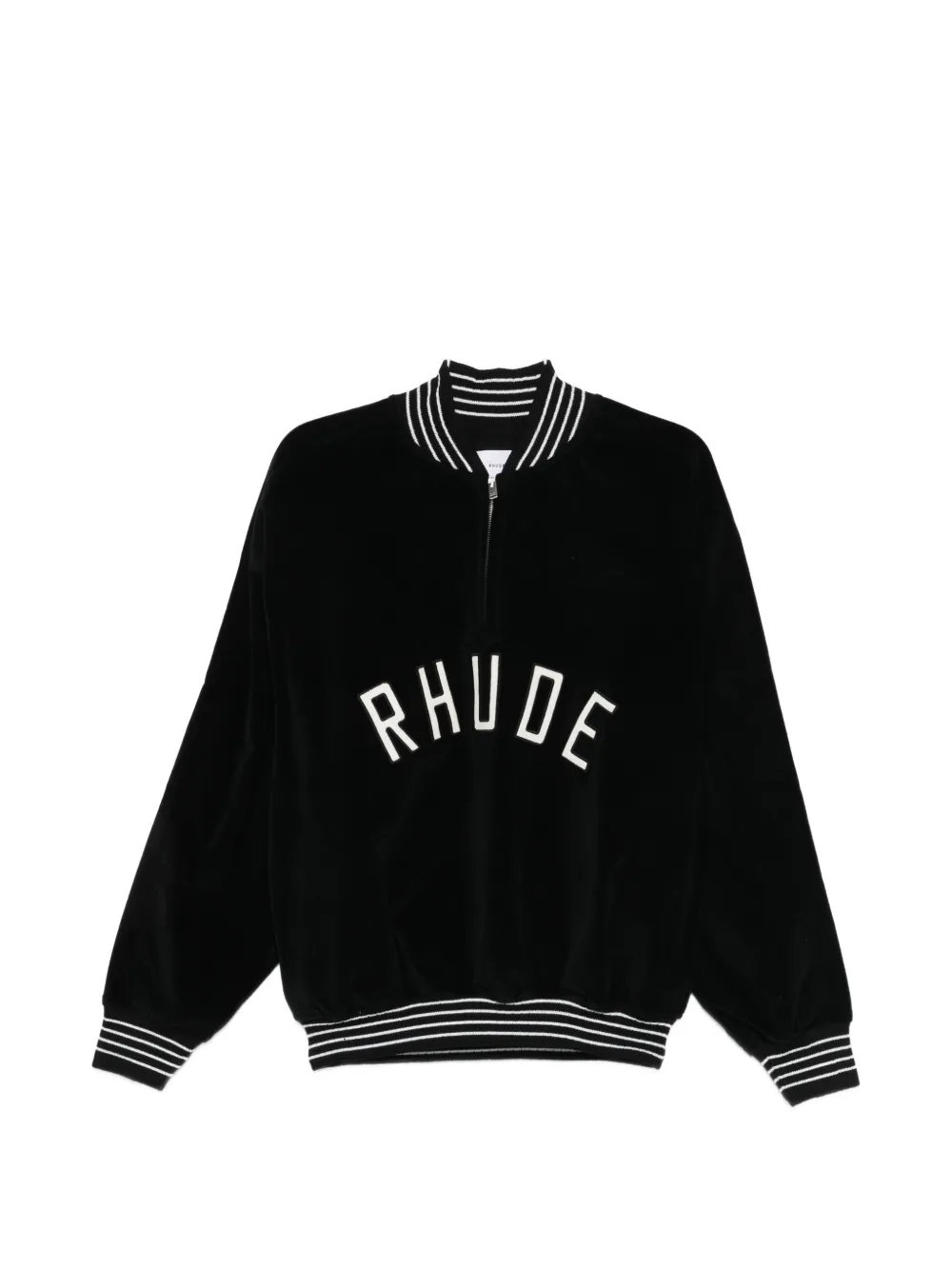 RHUDE velour quarter-zip sweatshirt - Nero