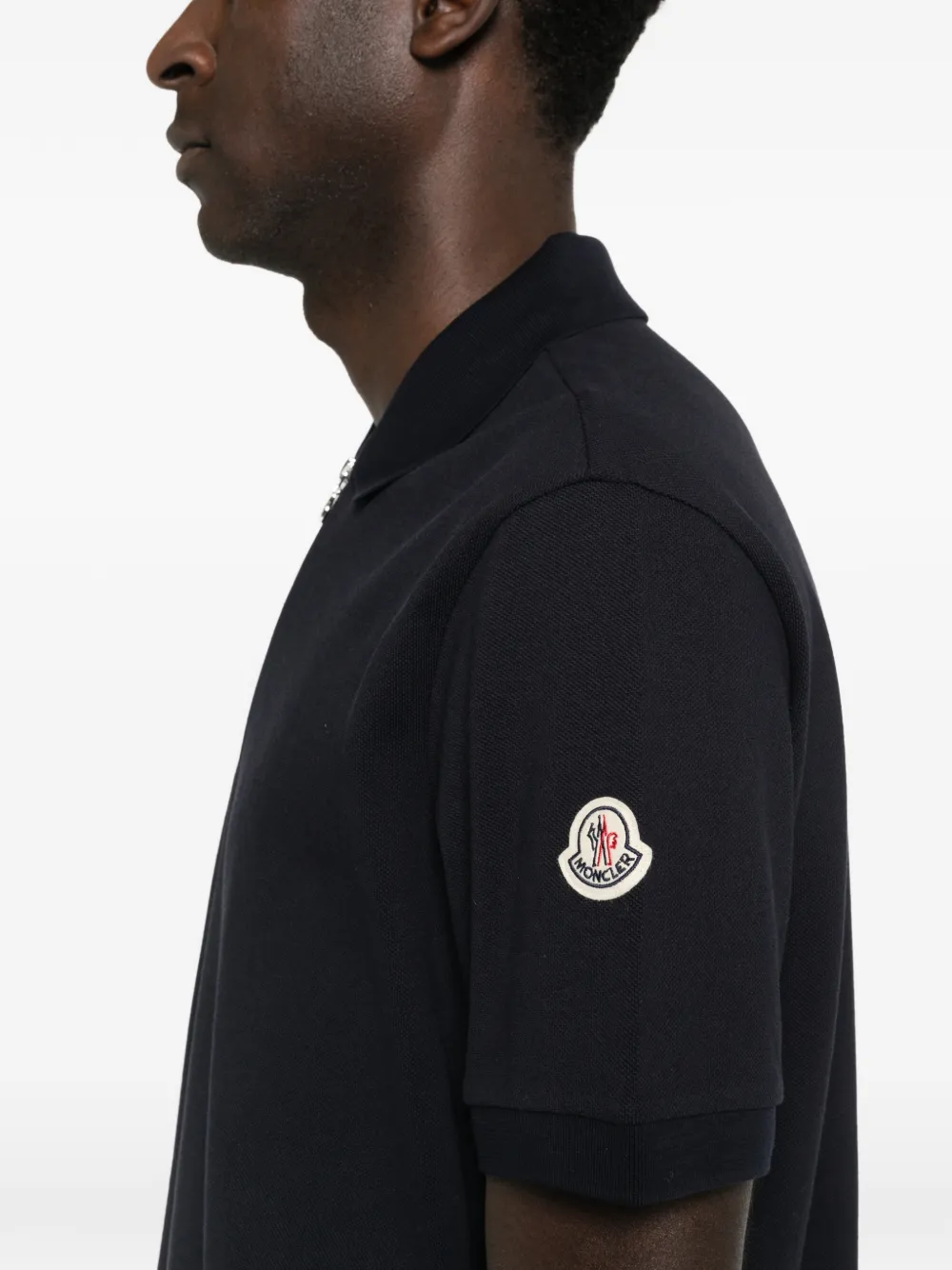 Moncler Piqué poloshirt met rits Zwart