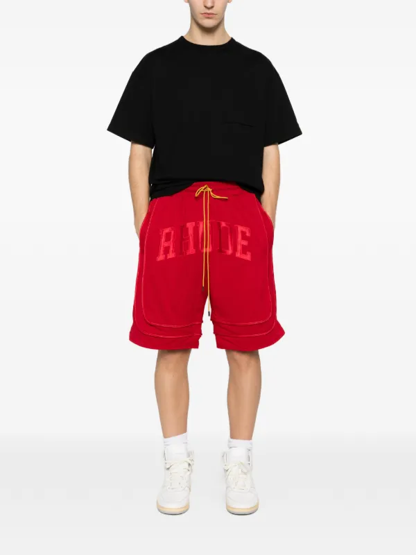 RHUDE Collegiate Logo Shorts | Red | FARFETCH JO