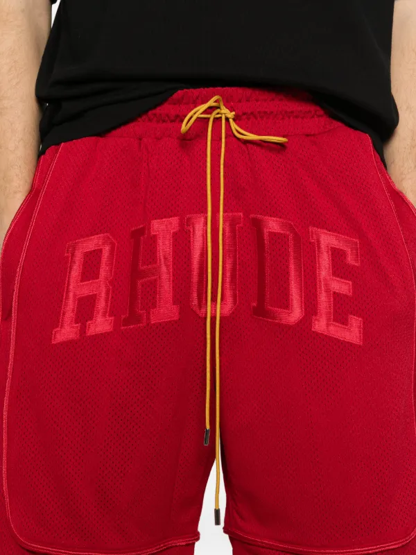 RHUDE Collegiate Logo Shorts | Red | FARFETCH JO