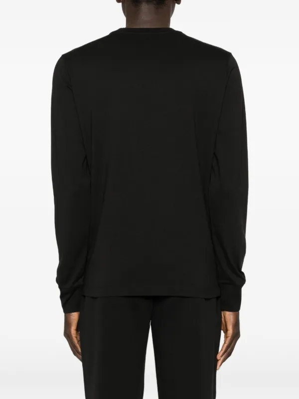we0458　MONCLER long-sleeved black,L Moncler Camiseta Mangas Longas Com Placa De Logo | Preto | FARFETCH BR