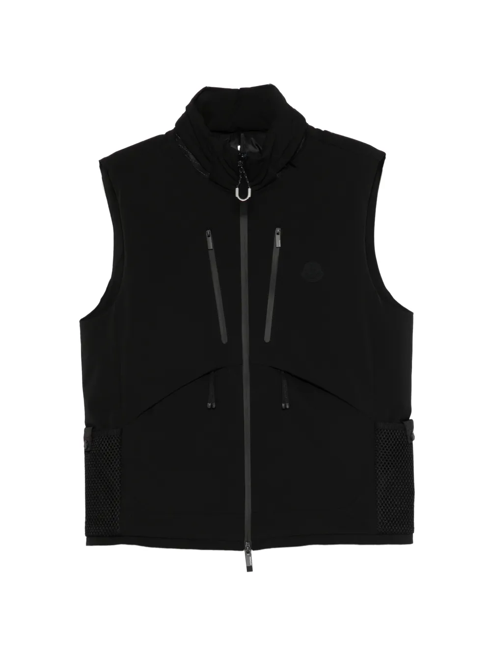 Moncler Zip Heavy Micro Vest In Black