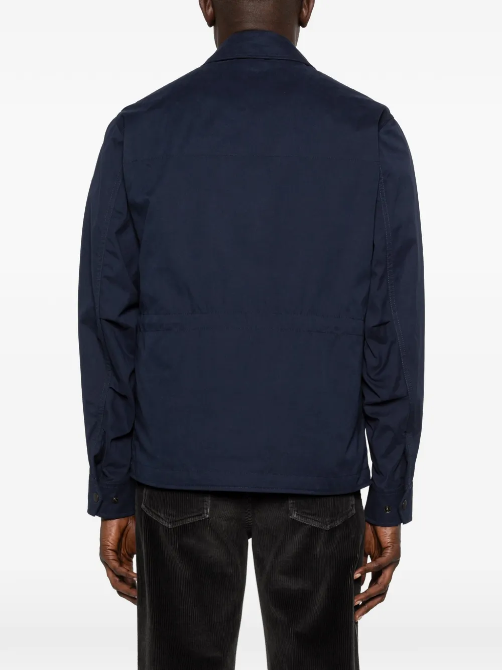 Moncler Geborsteld katoenen jack met zak Blauw