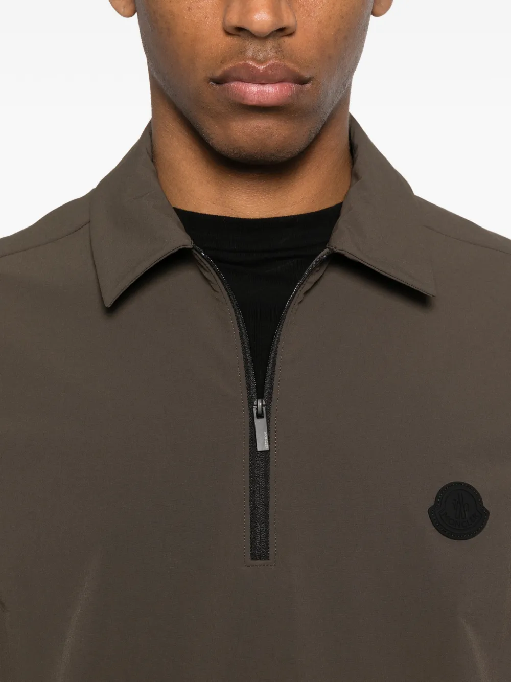 Moncler Poloshirt met halve rits Bruin