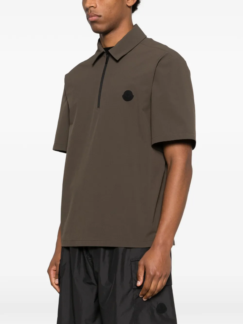 Moncler Poloshirt met halve rits Bruin