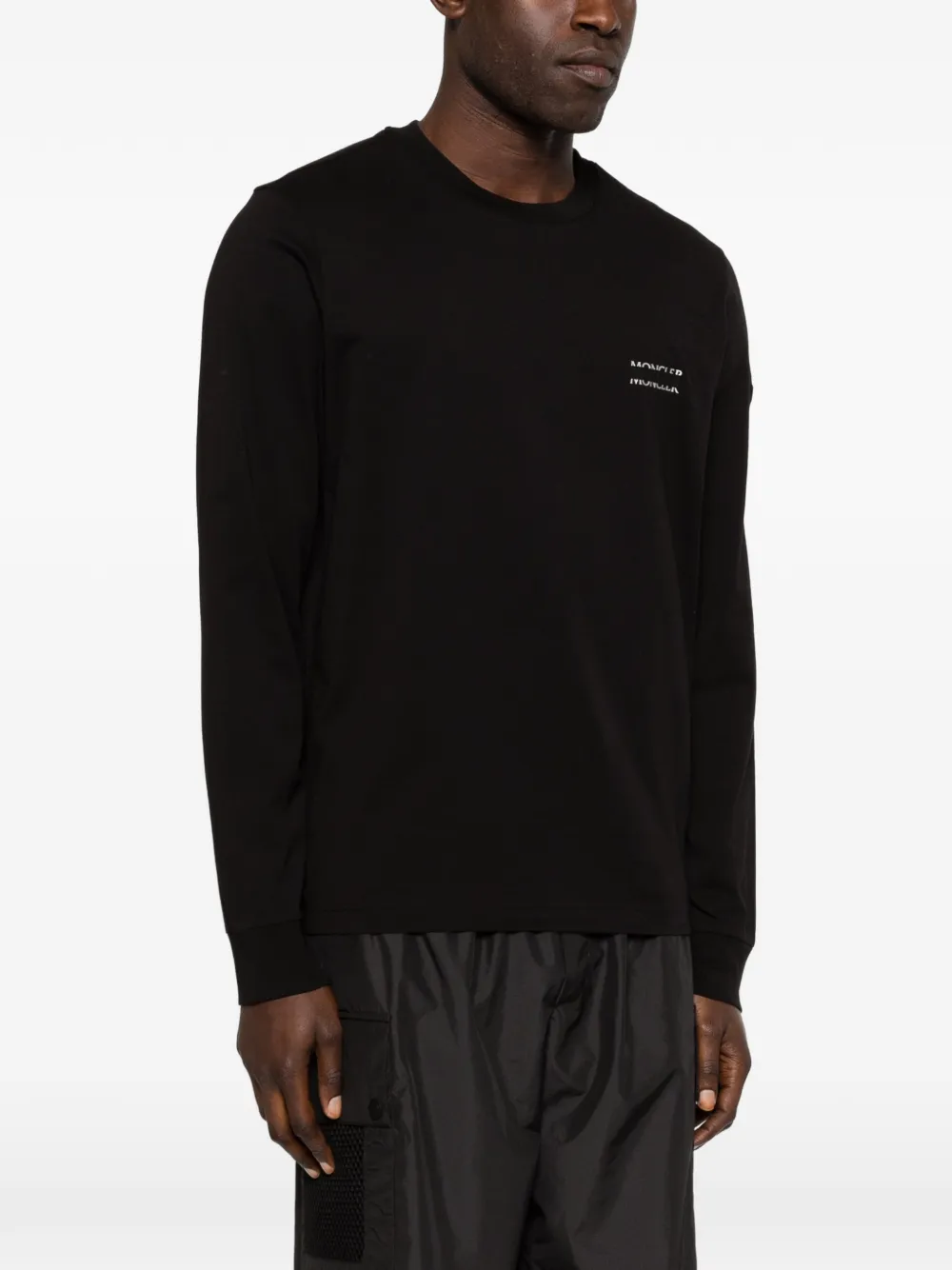 Moncler Katoenen T-shirt met lange mouwen Zwart
