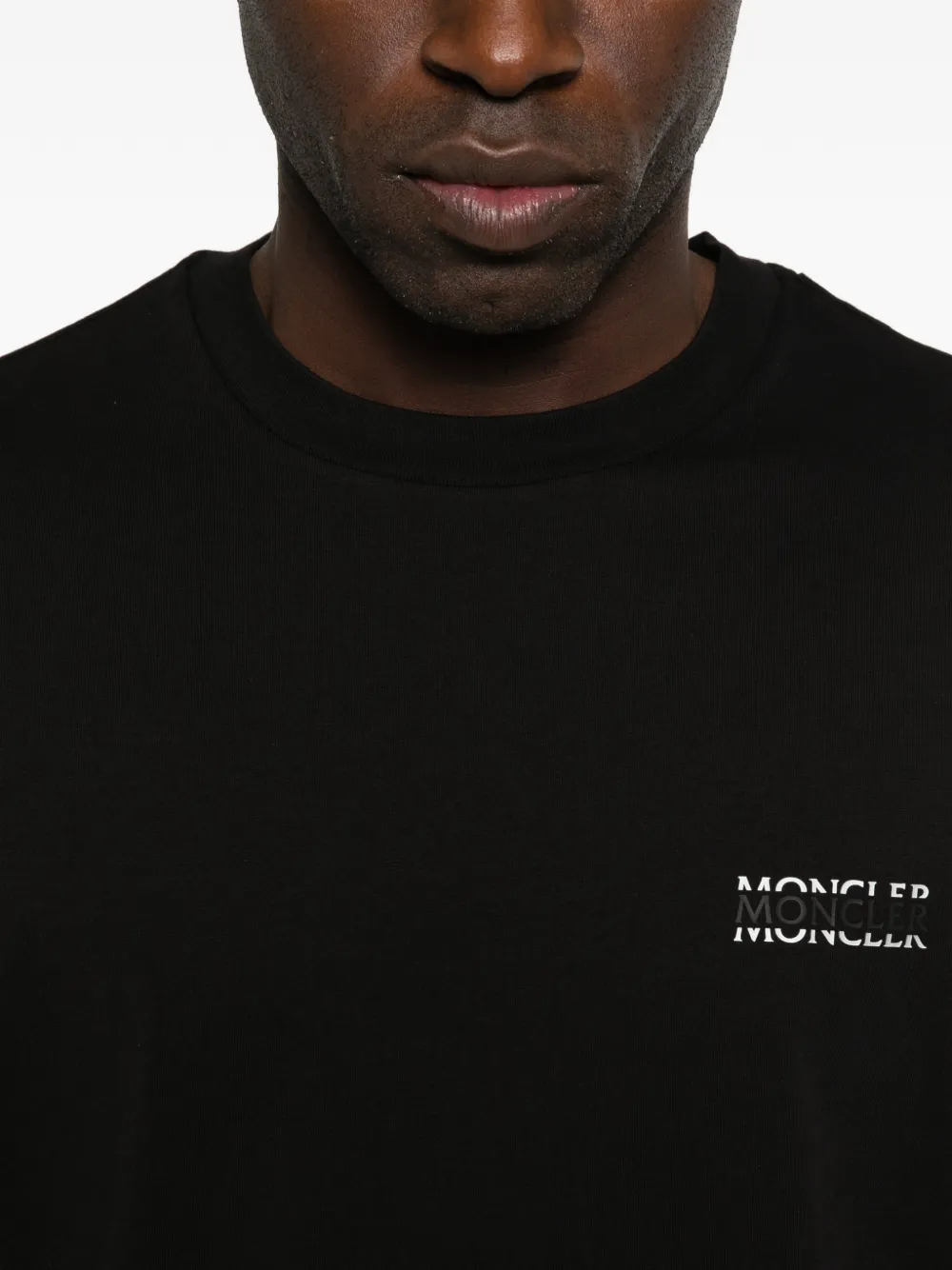Moncler Katoenen T-shirt met lange mouwen Zwart